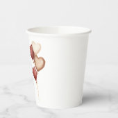 Red Cream Heart Balloons Birthday 紙コップ (左)