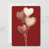 Red Cream Heart Balloons Bridal Shower 招待状 (裏面)