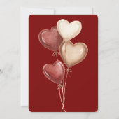 Red Cream Heart Balloons Wedding 招待状 (裏面)