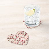 Red Cream Leopard Animal Print ペーパーコースター (インサイチュ)