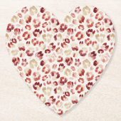 Red Cream Leopard Animal Print ペーパーコースター (正面)
