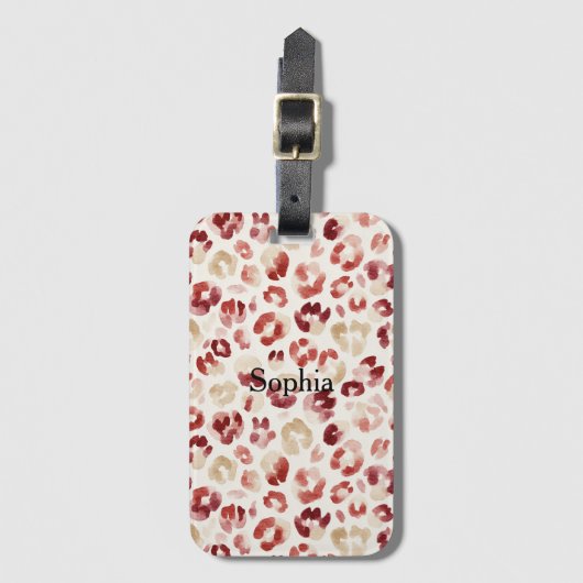 Red Cream Leopard Animal Print ラゲッジタグ (正面縦)