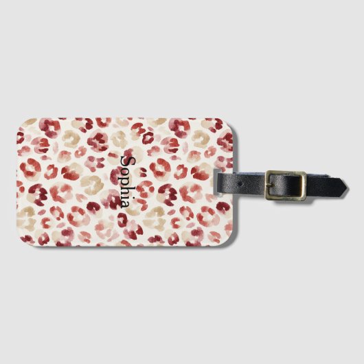 Red Cream Leopard Animal Print ラゲッジタグ (正面横)