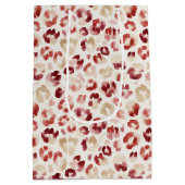 Red Cream Leopard Animal Print Birthday ミディアムペーパーバッグ (裏面)