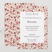 Red Cream Leopard Animal Print Birthday   招待状 (正面/裏面)