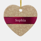 Red Cream Leopard Animal Print Christmas セラミックオーナメント (正面)