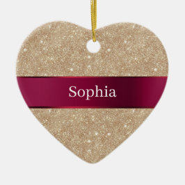 Red Cream Leopard Animal Print Christmas セラミックオーナメント