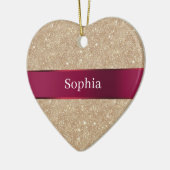 Red Cream Leopard Animal Print Christmas セラミックオーナメント (左)