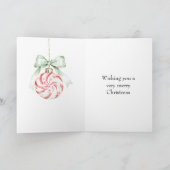 Red Cream Peppermint Candy Christmas カード (内部)