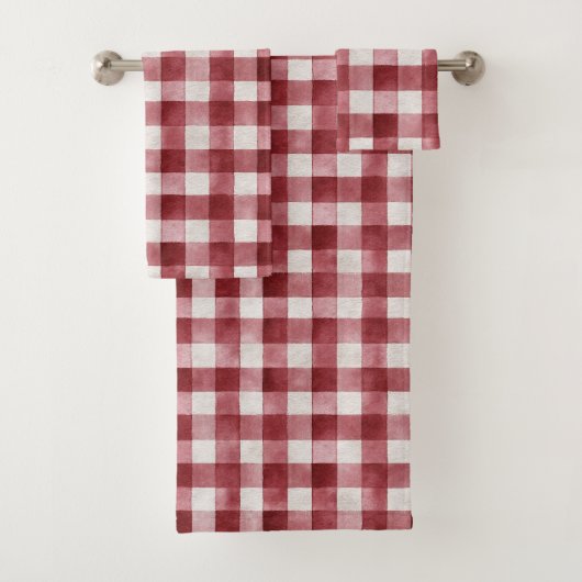 Red Cream Plaid Stripes バスタオルセット (インサイチュ)