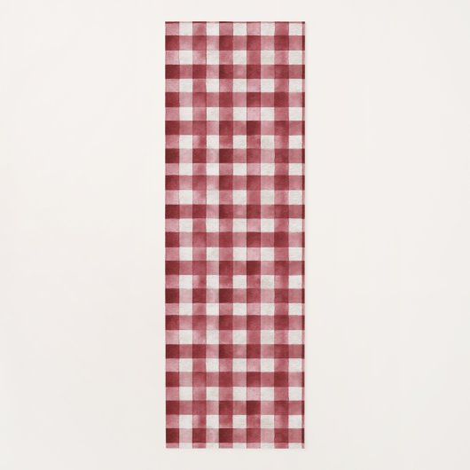 Red Cream Plaid Stripes ヨガマット (正面)