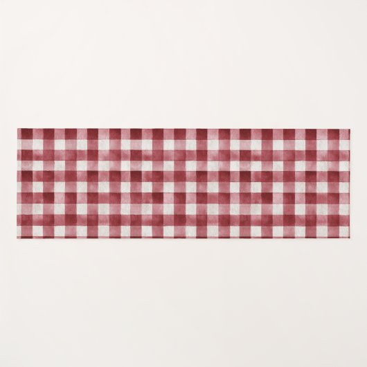Red Cream Plaid Stripes ヨガマット (正面(横))