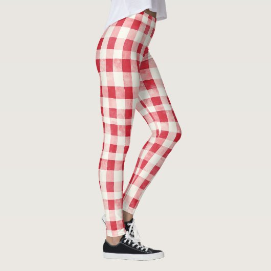 Red Cream Plaid Stripes   レギンス (右)