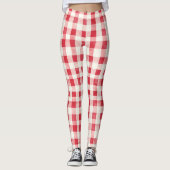 Red Cream Plaid Stripes   レギンス (正面)