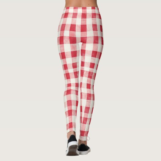 Red Cream Plaid Stripes   レギンス (裏面)