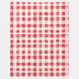 Red Cream Plaid Stripes Birthday フリースブランケット