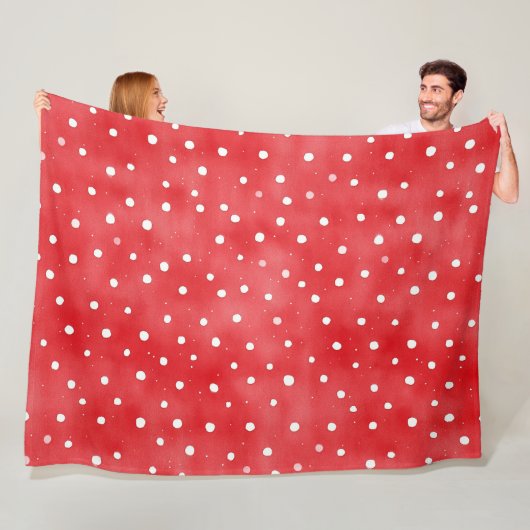 Red Cream Plaid Stripes Birthday フリースブランケット (インサイチュ)