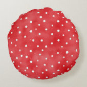 Red Cream Plaid Stripes Birthday ラウンドクッション (裏面)