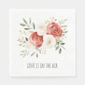 Red Cream Roses Floral Love Bridal Shower スタンダードランチョンナプキン (正面)