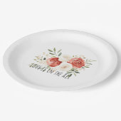 Red Cream Roses Floral Love Bridal Shower ペーパープレート (アングル)