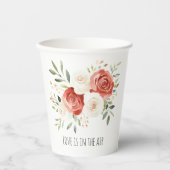 Red Cream Roses Floral Love Bridal Shower 紙コップ (正面)