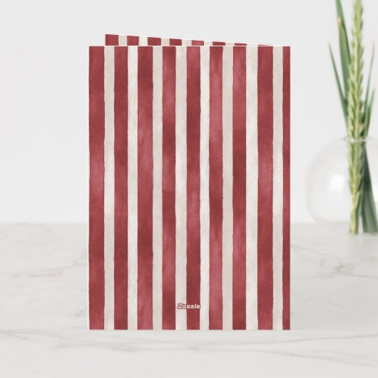 Red Cream Stripes Christmas Tree カード (裏面)