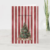 Red Cream Stripes Christmas Tree カード (正面)