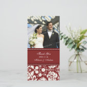 Red Cream Thank You'結婚s Photo Card サンキューカード (スタンド正面)