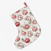 Red Cream White Christmas Ornaments ラージクリスマスストッキング (裏面 (吊り時))