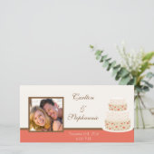 Red/Cremeのケ結婚ーキ写真のお知らせ 案内状 (スタンド正面)