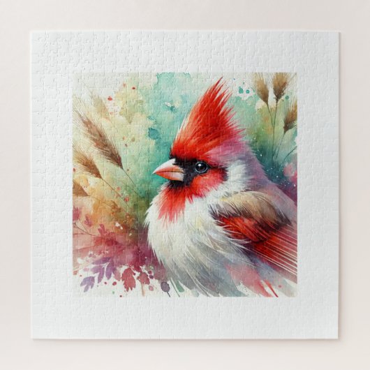 Red crested cardinal 060824AREF107 - Watercolor ジグソーパズル (縦)