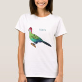 Red-crested turaco bird cartoon illustration tシャツ (正面)