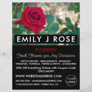 Red Crimson Rose, Floristry Advertising Flyer チラシ