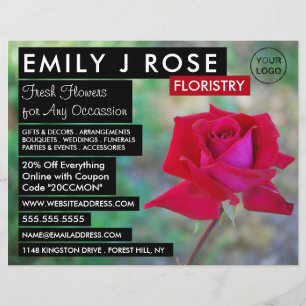 Red Crimson Rose, Floristry Advertising Flyer チラシ