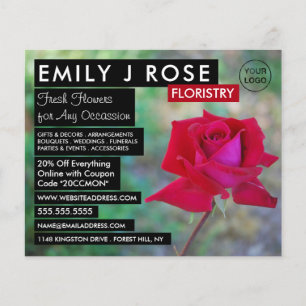 Red Crimson Rose, Floristry Advertising Flyer チラシ