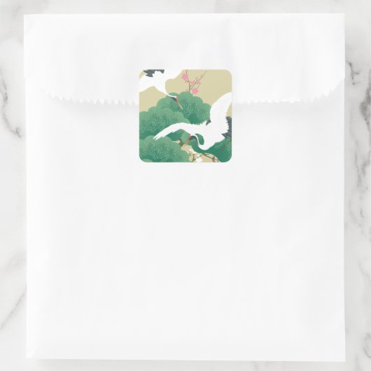 red-crowned crane スクエアシール (バッグ)