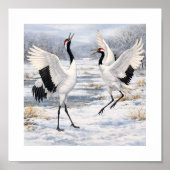 Red-crowned Cranes Dancing in Winter –  ポスター (正面)