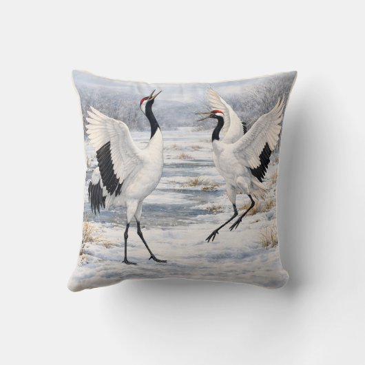 Red-crowned Cranes in Winter クッション (裏面)