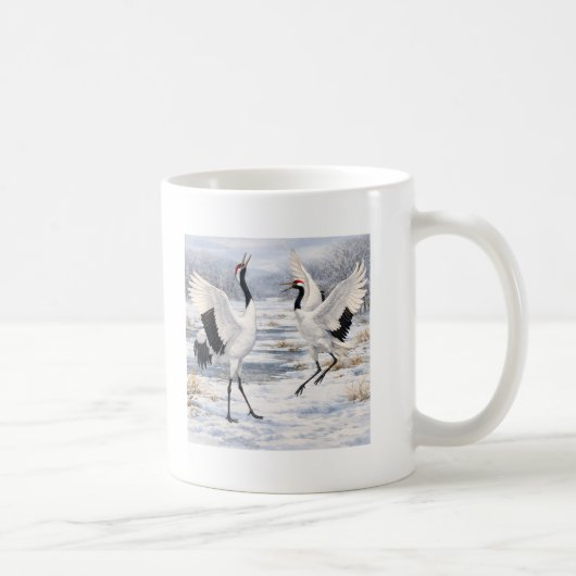 Red-crowned Cranes in Winter コーヒーマグカップ (右)
