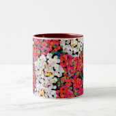 Red Crystal Floral Blooms ツートーンマグカップ (中央)