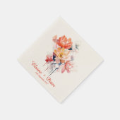 Red Cubes&Flowers: Personalized Wedding Napkins スタンダードカクテルナプキン (角)