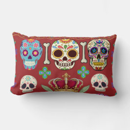 Red Cushion - Gothic - skull and bones ランバークッション