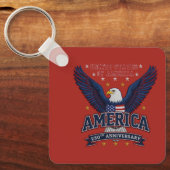 Red Custom America 250 Business QR Code Square  キーホルダー (正面)