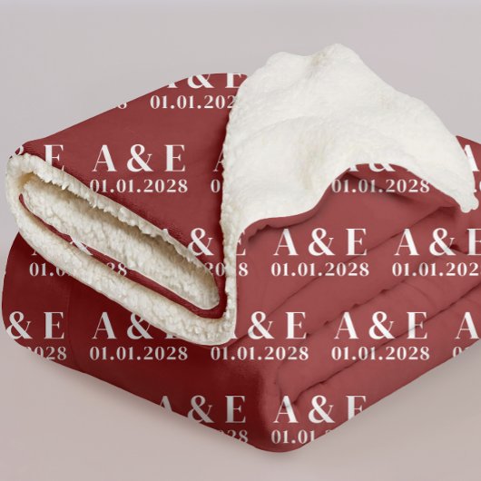 Red Custom Mr & Mrs Blanket Gift for Bride & Groom シェルパブランケット