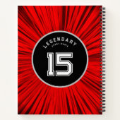 Red Custom Text Soccer Ball Birthday ノートブック (裏面)