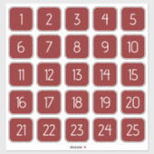 Red Customizable Square Number Stickers  シール (シート)