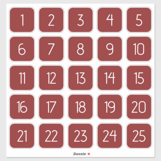 Red Customizable Square Number Stickers  シール (シート)