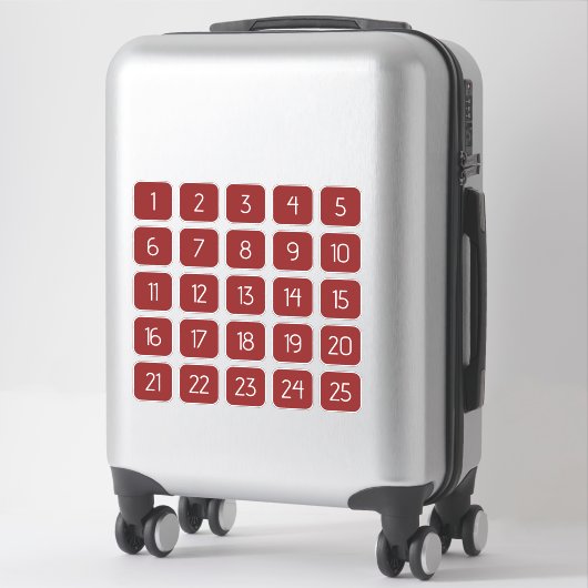 Red Customizable Square Number Stickers  シール (スーツケース)