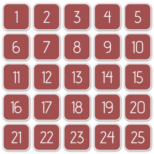 Red Customizable Square Number Stickers  シール (正面)