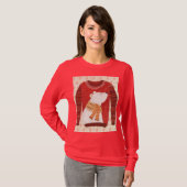 Red Cute Polar Bear Ugly Sweater Art on T-Shirt Tシャツ (正面フル)